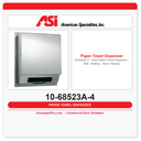 ASI 10-68523A-4 Simplicity™ - Auto Paper Towel Dispenser - Roll - Battery - Semi- Recessed