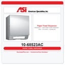 ASI 10-68523AC Simplicity™ Automatic Roll Towel Dispenser 110-240V Surface Mounted