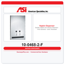 ASI 10-0468-2-F Sanitary Napkin and Tampon Dispenser - Free Operation - Semi- Recessed