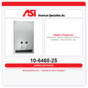 ASI 10-6468-25 Simplicity™ Dual Sanitary Napkin & Tampon Dispenser – 25¢ – Recessed