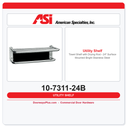 ASI 10-7311-24B Towel Shelf with Drying Rod – 24" Surface Mounted Bright Stainless Steel