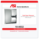 ASI 10-0032 Toilet Tissue Dispenser - Twin Hide-A-Roll - Partition Mounted