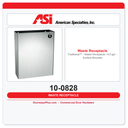 ASI 10-0828 Traditional™ - Waste Receptacle - 6.5 gal. - Surface Mounted
