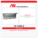 ASI 10-1308-3 Shelf & Mop Strip – 4 Hooks, 3 Holders, 34" Surface Mounted
