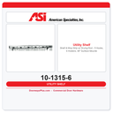 ASI 10-1315-6 Shelf & Mop Strip w/ Drying Rod – 5 Hooks, 6 Holders, 48" Surface Mounted