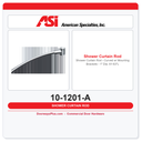 ASI 10-1201-A Shower Curtain Rod - Curved w/ Mounting Brackets - 1" Dia. 61-63"L