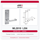 Corbin Russwin ML2010 LSN Passage or Closet Mortise Latchset | Grade 1 Commercial