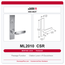 Corbin Russwin ML2010 CSR Passage or Closet Mortise Latchset | Grade 1 Commercial