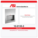 ASI 10-0135-3 TURBO-Tuff High-Speed Hand Dryer 277V Recessed ADA Satin Stainless