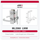 Corbin Russwin ML2060 LWM Privacy Mortise Latchset | Grade 1 Commercial