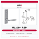 Corbin Russwin ML2060 RSP Privacy Mortise Latchset | Grade 1 Commercial