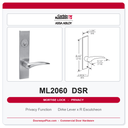 Corbin Russwin ML2060 DSR Privacy Mortise Latchset | Grade 1 Commercial