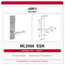 Corbin Russwin ML2060 ESR Privacy Mortise Latchset | Grade 1 Commercial
