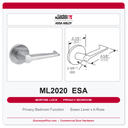 Corbin Russwin ML2020 ESA Privacy Bedroom or Bathroom Mortise Lockset | Grade 1 Commercial