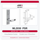 Corbin Russwin ML2030 PSR Privacy Bedroom or Bathroom Mortise Lockset | Grade 1 Commercial