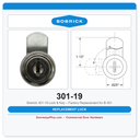 Bobrick 301-19 Lock & Key – Factory Replacement for B-301