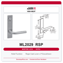 Corbin Russwin ML2029 RSP Hotel or Motel Mortise Lockset | Grade 1 Commercial