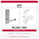 Corbin Russwin ML2029 NSN Hotel or Motel Mortise Lockset | Grade 1 Commercial