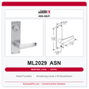 Corbin Russwin ML2029 ASN Hotel or Motel Mortise Lockset | Grade 1 Commercial