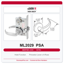 Corbin Russwin ML2029 PSA Hotel or Motel Mortise Lockset | Grade 1 Commercial