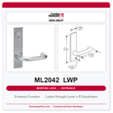 Corbin Russwin ML2042 LWP Entrance or Public Restroom Mortise Lockset | Grade 1 Commercial