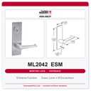 Corbin Russwin ML2042 ESM Entrance or Public Restroom Mortise Lockset | Grade 1 Commercial