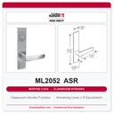 Corbin Russwin ML2052 ASR Classroom Intruder Mortise Lockset | Grade 1 Commercial