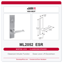 Corbin Russwin ML2052 ESR Classroom Intruder Mortise Lockset | Grade 1 Commercial