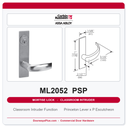 Corbin Russwin ML2052 PSP Classroom Intruder Mortise Lockset | Grade 1 Commercial