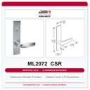 Corbin Russwin ML2072 CSR Classroom Intruder Mortise Lockset | Grade 1 Commercial