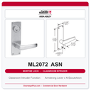 Corbin Russwin ML2072 ASN Classroom Intruder Mortise Lockset | Grade 1 Commercial