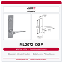 Corbin Russwin ML2072 DSP Classroom Intruder Mortise Lockset | Grade 1 Commercial
