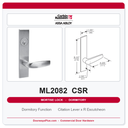 Corbin Russwin ML2082 CSR Dormitory or Exit Mortise Lockset | Grade 1 Commercial