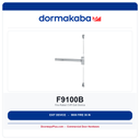 Dorma F9100B Fire-Rated CVR Exit Device | 36 in Wide Stile | 9000 Series | ANSI Grade 1 | Exit Only