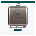 Norton 531 RF Wall Switch | 6-Inch Square | ADA | 32D Satin Stainless