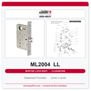 Corbin Russwin LB-ML2004 Mortise Lock Body - Classroom Function