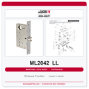 Corbin Russwin LB-ML2042 Mortise Lock Body - Entrance or Public Restroom Function (ANSI F09)