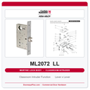 Corbin Russwin LB-ML2072 Mortise Lock Body - Classroom Intruder Function