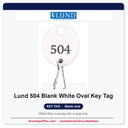 Lund 504 Blank White Oval Key Tag – 1-1/8 in, Nickel Snap Link, 100-Pack