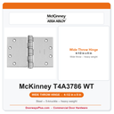McKinney T4A3786 4-1/2 x 8 Wide Throw Heavy Weight Ball Bearing Hinge